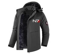 ARMAAN Giacca Impermeabile Foderata Pile Uomo Per Mass Effect N7, Cappotti Invernali Caldi, Resistenti All'acqua, Giacche Da Sci E Neve, Multitasche, Con Cappuccio Antivento Felpa Spessa,Grey-6x_l