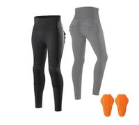 ARMAAN Pantaloni Da Moto Da Donna - Leggings Yoga Push-up Con Protezioni Ginocchia Rimovibili Certificate CE E Tasche Cargo, Ideali Per La Guida Su Strada E Attività Outdoor,Black 1-EU M