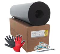 Armacell Armaflex - Piastre in caucciù originali AF autoadesive + guanti rossi + cordino Scorprotect (nero, spessore isolante 10 mm, 1000 x 10000 mm)