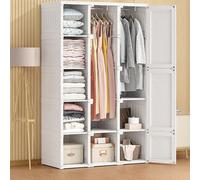 Armadi Armadietto in Plastica Armadio Portatile for Vestiti Ampia Capacità E Versatile Realizzato in PP Design Con Antas Magnetica Con Asta Appendiabiti in Lega(104 * 50 * 170cm)