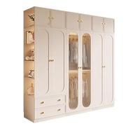 Armadi componibili Armadio in legno con ante in vetro e armadietti portaoggetti Armadio portaoggetti modulare può essere utilizzato in un appartamento con camera da letto Beige Armadio combinato