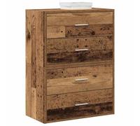 Armadi con 4 cassetti, 2 pezzi, effetto legno anticato, 60 x 31 x 40 cm | Impilabile o accanto all'altra, superficie liscia, lavabile con un panno umido, versatile, supporto da parete incluso