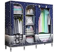 Armadi in stoffa. Guardaroba portatile in tessuto Guardaroba grande, camera da letto Creatività Guardaroba a 3 ante Organizzatore di stoccaggio Guardaroba portatile in tessuto E, 168 * 45 * 145 cm Han