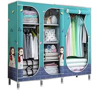 Armadi in stoffa. Guardaroba portatile in tessuto Guardaroba grande, camera da letto Creatività Guardaroba a 3 ante Organizzatore di stoccaggio Guardaroba portatile in tessuto E, 168 * 45 * 145 cm Han