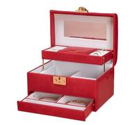 Armadi Leather Jewelry Organizer Box with Mirror Storage | With Mirror 3-Tier Lockable Case