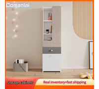 Armadi portaoggetti Comanlai, libreria alta, scaffale per adolescenti con anta a L, con cassetto, ante con cerniere, con pomelli quadrati in metallo, MDF