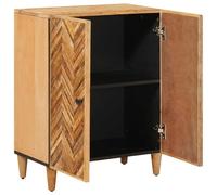 Armadi portaoggetti marrone 60 x 33,5 x 75 cm | Legno di mango massiccio, 3 ripiani, pomelli in bronzo, porta elegante, uso interno, facile da spolverare