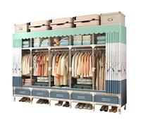 Armadi Portatili Guardaroba Tela in Tessuto Portatile, Organizzatore per riporre Abiti con 5 Ripiani e 5 Aste Appendiabiti, 5 Cassetti, Grande Armadio in Tela Resistente,A-250x45x1