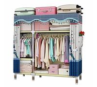 Armadi portatili in tessuto, armadi, mensole con asta da appendere, 2 tasche laterali in rete, organizer e indumenti per casa, cucina, camera da letto, lavanderia, 13045170 cm A (B)