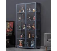 Armadietti curio con ante in vetro vetrina, vetrina curio vetrina, struttura in bambù naturale, sicuro e sano, design a doppia anta per una comoda conservazione, Seale