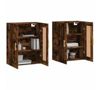 Armadietti da parete, 2 pezzi, in legno affumicato, set di mobili da soggiorno in legno e ferro, moderno sistema di archiviazione per piccoli spazi, elegante e salvaspazio
