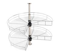 Armadietto a 2 livelli con carosello in ferro per armadio base da cucina 270 ° Dispensa angolare con cestino in filo metallico estraibile da cucina con carosello rotante