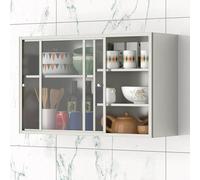 Armadietto a parete in acciaio inossidabile, nessun montaggio richiesto, mobiletto contenitore, armadietto per medicinali, portaspezie, organizer per utensili da cucina(90*60*30cm/35.4*23.6*11.8in)