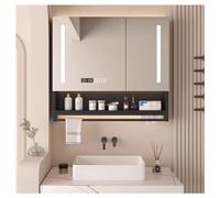 Armadietto a Specchio Bagno con Luce，specchio contenitore bagno，Armadietto da bagno con specchio per medicinali illuminato a LED，pensile sopra l'armadio del gabinetto(B,W120*H80cm/W47.2*H31.5in)