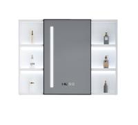 Armadietto a specchio da bagno a parete, salvaspazio, con contenitore per medicine, elegante specchio da parete per bagno e soggiorno (A B)