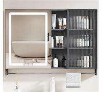 Armadietto A Specchio da Bagno, Armadietto A Specchio per Bagno, Armadietto dei Medicinali A LED, Specchio da Bagno con Contenitore, Armadietto A Specchio da Bagno A, B1, W60*H65cm/W23.6*H25.6in