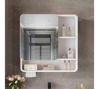 Armadietto a specchio da bagno, armadio a parete in lega di alluminio con cerniera silenziosa, grande capacità, design rettangolare