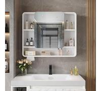 Armadietto a specchio da bagno, armadio a parete in lega di alluminio con cerniera silenziosa, grande capacità, design rettangolare