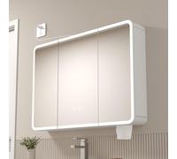 Armadietto a specchio da bagno con antiappannamento HD, controllo a pulsante touch e pannello posteriore per trucco e organizzazione a parete