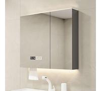 Armadietto a specchio da bagno con contenitore aperto, specchio da parete grande, temperatura a 3 colori, luce LED regolabile, salvaspazio, per armadio da bagno.