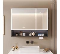 Armadietto a specchio da bagno con illuminazione a LED e antiappannamento, foro di aspirazione della carta, armadio da bagno da appendere sottile (colore