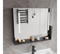 Armadietto a specchio LED anti-appannamento, da parete, mensola per asciugacapelli, organizer da bagno con luce, design salvaspazio, elegante decorazione per la casa, costruzione durevole