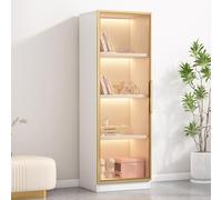 Armadietto alto con ante in vetro, armadietto d'accento per oggetti da collezione, scaffali angolari libreria, scaffale organizer per giocattoli di grande capacità, vetrina trasparente per soggiorno