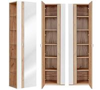 Armadietto alto da bagno con specchio, in bianco lucido, larghezza x altezza x profondità circa 45/170/33 cm