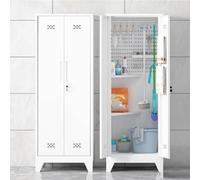 Armadietto alto e largo in metallo con ante e ripiani regolabili, armadietto da garage resistente con serratura e pannello forato for ufficio, palestra, cantina, magazzino(D-185x80x35cm,1.2mm)