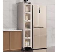 Armadietto alto e stretto da cucina, con ruote, altezza 177,8 cm, autoportante, con anta visibile, per cucina, soggiorno, sala da pranzo (grigio, 20 cm)