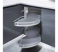 Armadietto angolare a doppio livello, con chiusura ammortizzata, massimizza lo spazio di archiviazione e l'accesso in cucina o dispensa, resistente, facile installazione, altezza regolabile