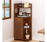 Armadietto angolare con diversi metodi di stoccaggio, in bambù, autoportante, con capacità di carico 60 kg, per bagno, soggiorno, cucina