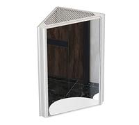 Armadietto angolare da bagno con specchio, in alluminio spaziale, triangolare, da parete, per organizzare lo spazio