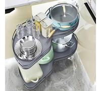 Armadietto angolare da cucina resistente con rastrelliere girevoli a chiusura ammortizzata per pentole e padelle, design salvaspazio con porta destra, soluzione efficiente per riporre la cucina
