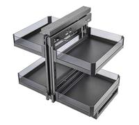 Armadietto angolare espandibile con abbassamento automatico, capacità 80 kg, 4 cestelli in vetro, design salvaspazio