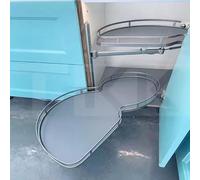 Armadietto angolare estraibile da 91 cm, per cucina, doppi ripiani girevoli, salvaspazio, ottimizza l'efficienza di archiviazione, design di facile accesso