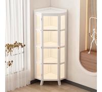 Armadietto angolare in acrilico, antipolvere, con vano superiore, da pavimento e porta, elegante libreria angolare per soggiorno, cucina, casa e ufficio