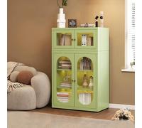 Armadietto angolare in metallo con ante in vetro, alto espositore per oggetti da collezione, Cina, liquori e libri, elegante vetrina per la casa o l'ufficio