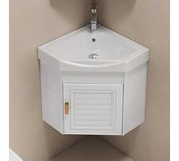 Armadietto angolare moderno da bagno, piccolo lavabo in ceramica, con montaggio a parete, lavabo in ceramica nera, armadietto impermeabile per casa, cucina, patio (bianco, C 38,1 x 38,1 cm)