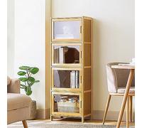 Armadietto angolare moderno in bambù, con ante e mensole, soluzione salvaspazio per bagno, cucina, soggiorno