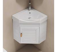 Armadietto angolare per lavabo da bagno con lavabo a parete e rubinetto caldo e freddo combinato per piccoli spazi