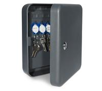 Navaris Armadietto Appendichiavi in Acciaio 48 Ganci - Cassetta Portachiavi 48 Chiavi 25x20x8cm - con Serratura e Materiale Montaggio Parete - Grigio