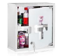 Armadietto Armadio Porta Medicinali Acciaio Inox Vetro Satinato 30x30x12 cm