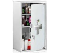 Armadietto Armadio Porta Medicinali Acciaio Inox Vetro Satinato 49 x25 x 12 cm
