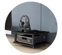 Armadietto audio Hi-Fi a 4 livelli, mensola AV da pavimento per giradischi e unità di intrattenimento multimediale, design elegante in legno, soluzione di archiviazione per mobili per la casa, 40 x 35
