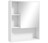 Armadietto Bagno con Specchio, Ripiani e Scaffale Regolabile, Montaggio a Parete, 60x15x76cm, Bianco