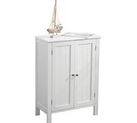 Armadietto Bagno Multiuso Mobiletto Bagno Ingresso Camera Soggiorno Autoportante Mobile Da Terra Due Sportelli in Legno MDF 58x28xH80. Colore Bianco. Mobiletto Bagno Salvaspazio Slim