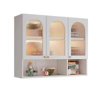 Armadietto Bagno Sospeso Bianco Lucido Grande Capacità di Stoccaggio Materiale Metallico Pensile Sospeso con Pannello Posteriore per Bagno e Cucina(90 * 32 * 80cm)