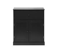 Armadietto Basso Mobile Salvaspazio con Cassetto 2 Ante Nero Multiuso