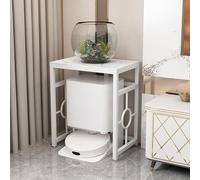 Armadietto con robot aspirapolvere, elegante tavolo d'accento per soggiorno, camera da letto e cucina, facile da cambiare l'acqua, design compatto (bianco, 60 x 40 cm)